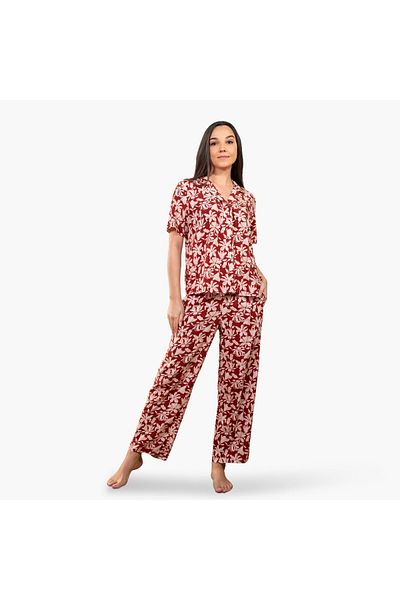 Aadaraya Aadaraya Floral Print Shirt and Pyjama Set