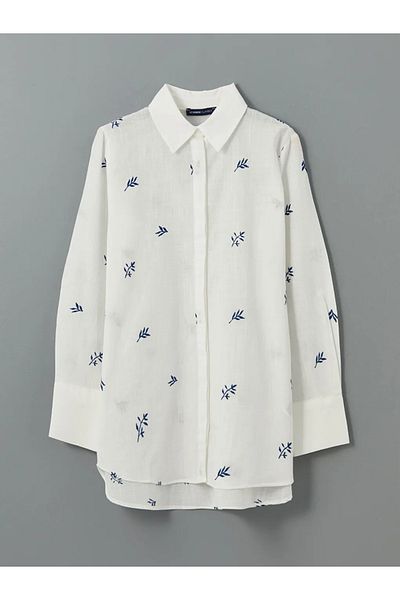 LC Waikiki Lcwaikiki Classic White Floral Women Shirt Tunic