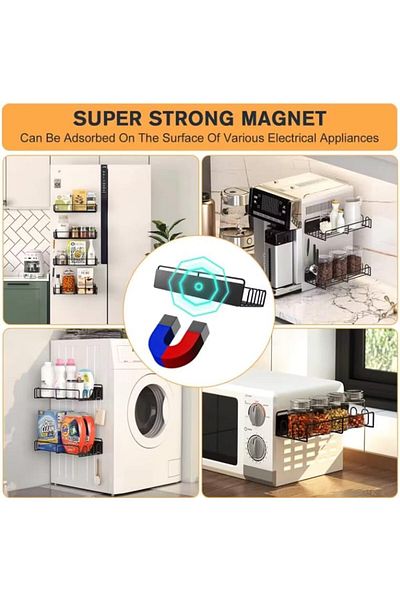 COOYA 2 Pack Magnetic Spice Rack, Refrigerator Shelf Seasoning Organizer, Hanging Storage for Kitchen