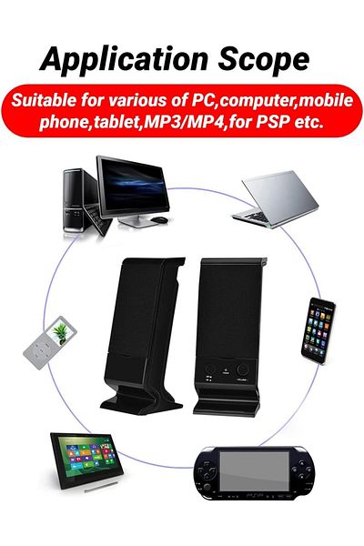 COOYA Black Computer Speaker, Compact and Delicate, 3.5 Mm Audio Plug, USB-Powered, for PC Tablets