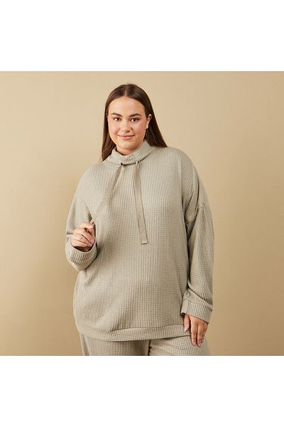 FAV Waffle Textured Cowl Neck T-shirt and Pyjama Set