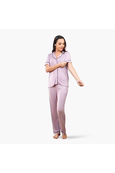 Aadaraya Aadaraya Collared Shirt and Pyjama Set