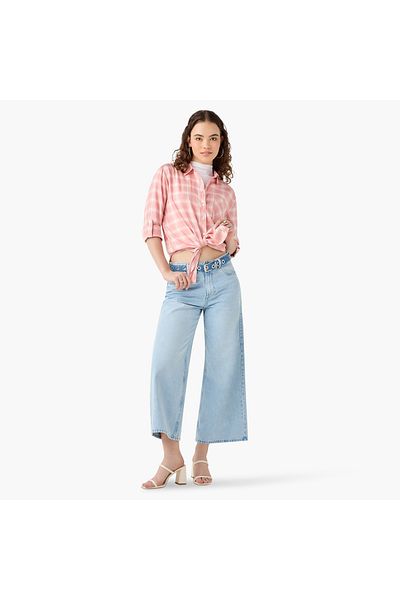 Lee Cooper Lee Cooper Regular Fit Checked Collared Shirt with Long Sleeves