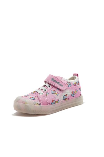 GDT Ayakkabı Pink Color Linen Material Velcro Children's Shoes