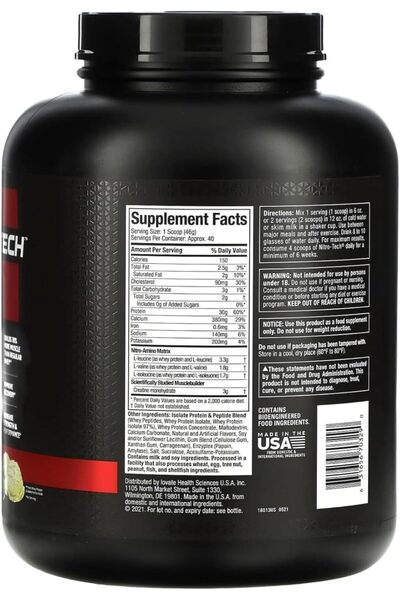 MUSCLETECH مسحوق بروتين مصل اللبن نيترو-تك لنمو العضلات والتعافي بنكهة كريمة الفانيليا - 4 أرطال