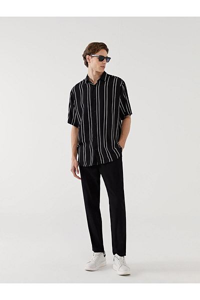 LC Waikiki Ανδρικό πουκάμισο LCW Vision Regular Fit με κοντό μανίκι ριγέ βισκόζη