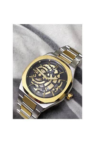 Rivoly Men's Stainless Steel Analog Quartz Watch Date Display Easy to Read Fashion Design Waterproof
