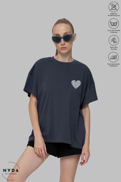 Nyda Collections Жіноча футболка з мінімальним леопардовим принтом з коротким...