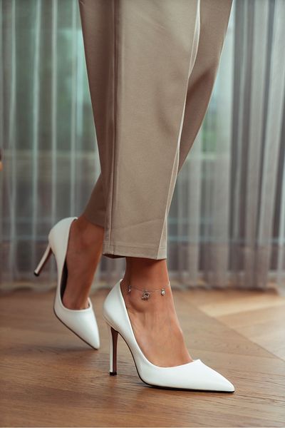NİŞANTAŞI SHOES Vanessa White Matte Pointed Toe Women's Stiletto