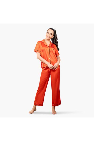 Aadaraya Aadaraya Collared Shirt and Pyjama Set