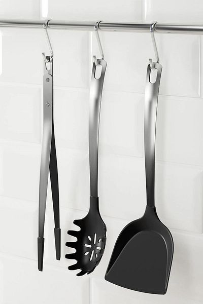 Binbirreyon 3 Piece Serving Set Stainless Steel with Handle Tongs 33cm Ra460