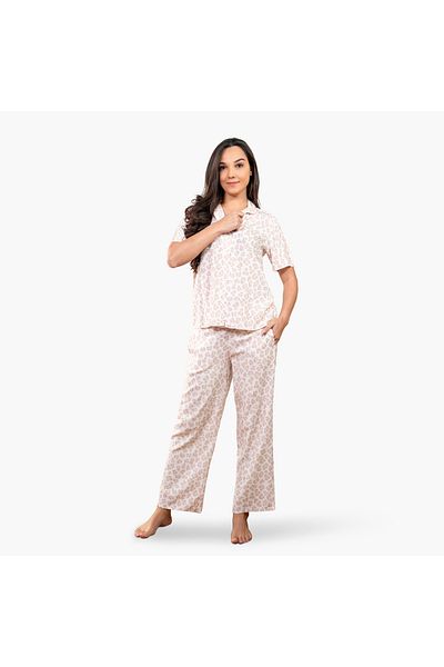 Aadaraya Aadaraya Animal Print Shirt and Pyjama Set