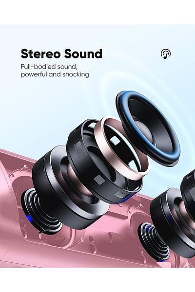 COOYA Bluetooth Speaker, Waterproof Wireless, HD Sound, Up to 20H Playtime, for Home, Party, Pink