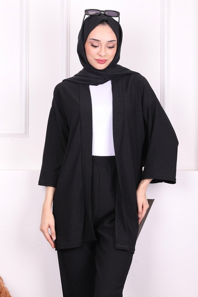 İmajButik Σετ παντελονιών μαύρο Bürümcük Kimono