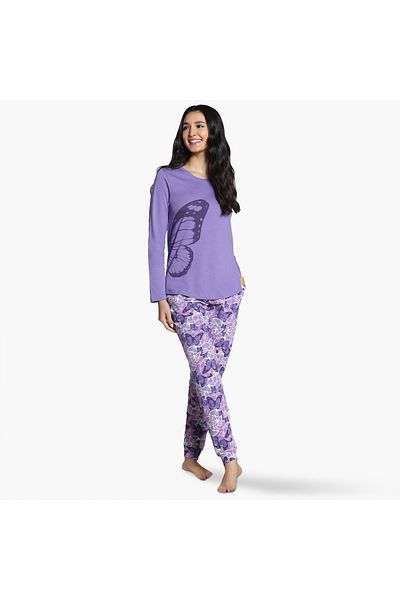 Zivame Butterfly Print Pyjama Set