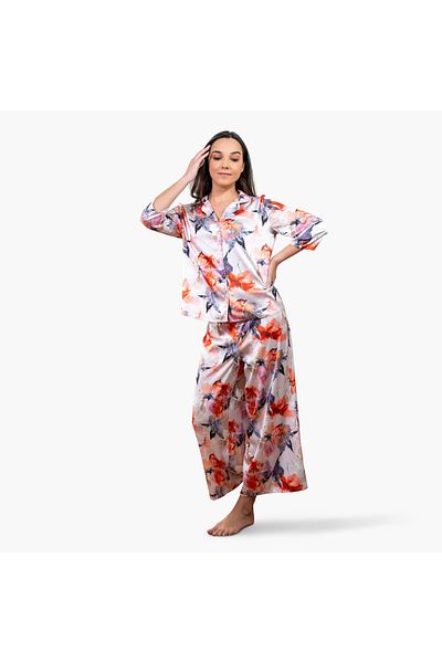 Aadaraya Aadaraya Floral Print Shirt and Pyjama Set