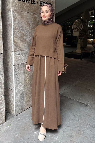 Ovn. Brown Linen Skirt Set
