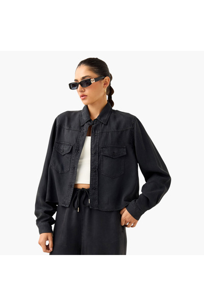 Lee Cooper Panelled Shirt with Button Closure and Pocket Detail
