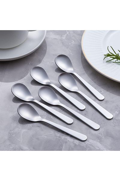 COOYA 6Pcs Demitasse Espresso Spoons, Stainless Steel Satin Finish Spoons for Coffee Tea Sugar, 4.7 Inch