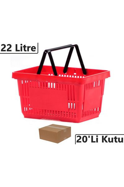 Marketix 22 Liters Red 20-Piece Plastic Market Shopping Hand Basket