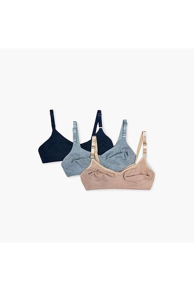 Aadaraya Set of 3 - Aadaraya Stitch Detail Balconette Bra with Adjustable Straps