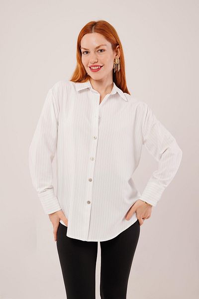 Kokosh moda Cămașă albă cu detaliu de linie fină