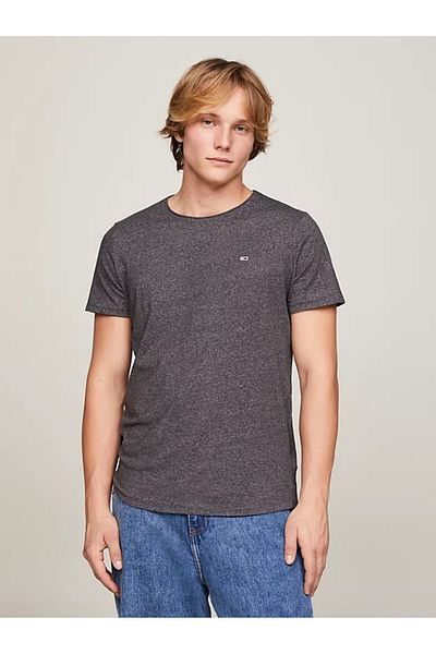 Tommy Hilfiger Pánské tmavě šedé tričko Tommy Jeans Classic Slim Fit T-Shirt BDS Black
