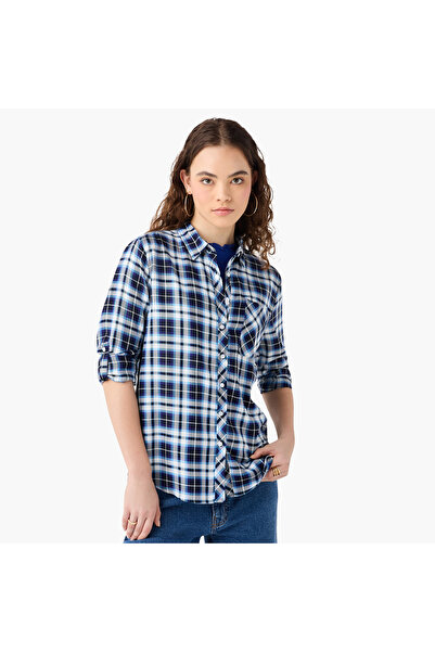 Lee Cooper Regular Fit Checked Collared Shirt With Long Sleeves