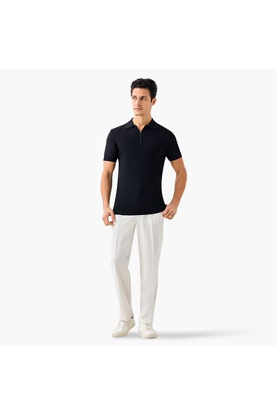 Iconic بلوفر بقصّة Slim Fit مع ياقة وإغلاق بسحّاب