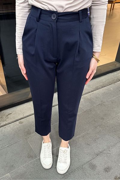 Ovn. Navy Blue Classic Viscose Trousers