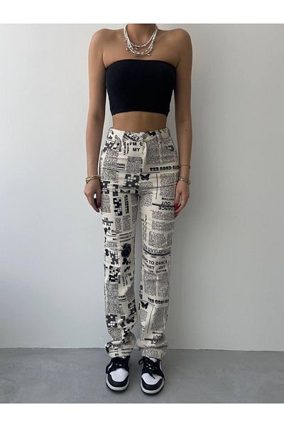 Viyamo Novine Newspaper Patterned Trousers