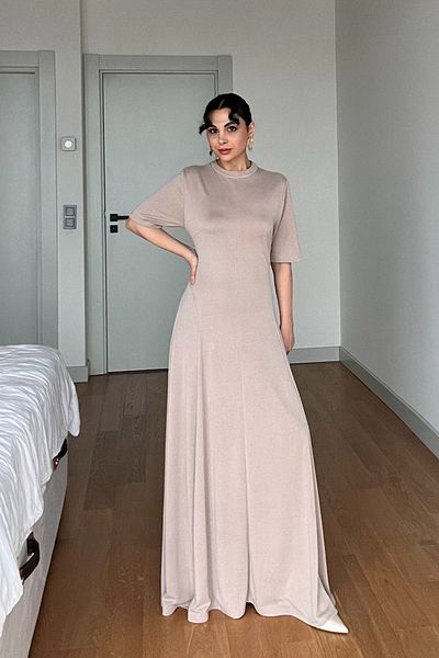 Seda Yalçın Atelier Φόρεμα Burano Bell σε μπεζ μέση