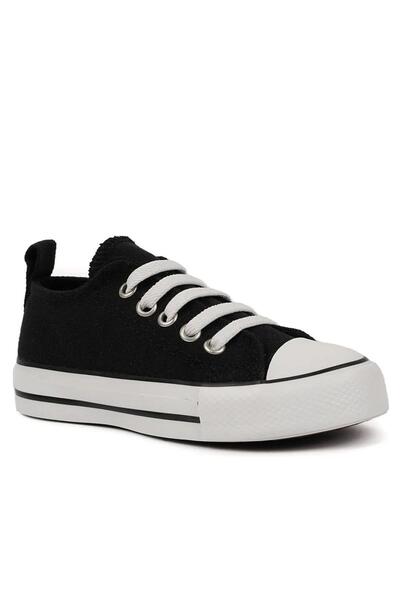 CihanShoes Garantili Kız Çocuk Lastik Bağcıklı Çocuk Convers Siyah Beyaz 26-27-28-29-30-31-32-33-34-35 Numara