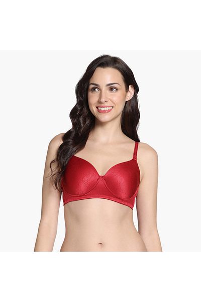 Zivame Zivame Textured Plunge Bra with Hook and Eye Closure