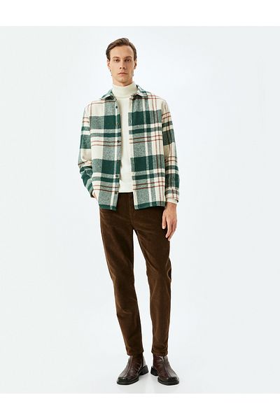 Koton Corduroy Trousers with Cotton Pocket Detail