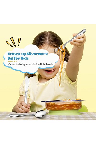 COOYA 12-Piece Kids Silverware, Stainless Steel, for Preschooler/Children, Dishwasher Safe