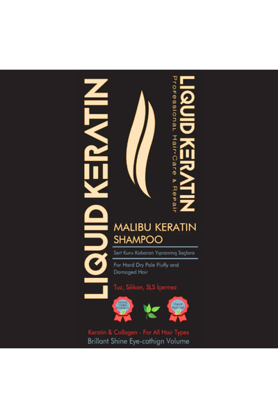 Liquid Keratin Kuru Mat Sert Kabaran Saçlara - Tuzsuz Malibu Keratin Şampuanı (350ML)