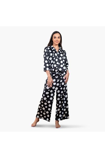 Aadaraya Aadaraya Polka Dot Print Shirt and Pyjama Set
