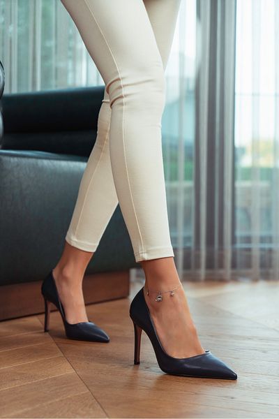 NİŞANTAŞI SHOES Vanessa Navy Blue Matte Pointed Toe Damen Stiletto