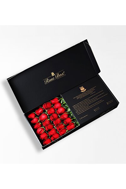 Rosebox Royal - Siyah Kutuda 24 Adet Kırmızı Gül