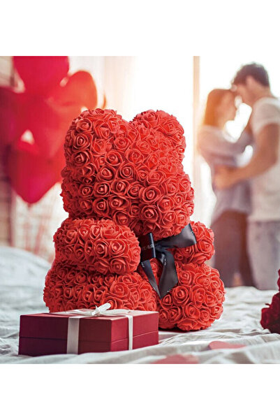 Rosebox Teddy Rose Bear - Kırmızı Güllü Ayıcık (40Cm)