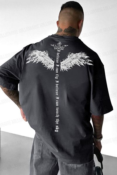Millionaire Tricou pentru bărbați, afumat I Can Fly, cu croială largi, cu croială largă