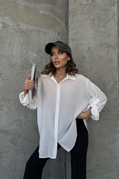 RB CLUB Ženska košulja sa Oversize kroj rukava i preklopljenim detaljima