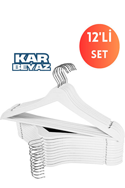 Dorcia Home 12 Adet Beyaz Lüks Askı Ahşap Görünümlü Plastik A Kalite Askı