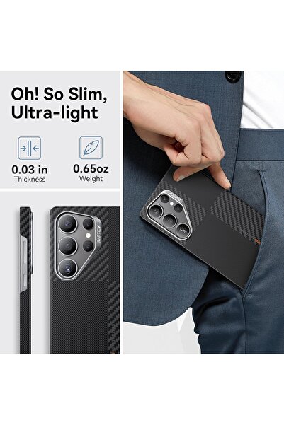 Galaxy S25 Ultra Kılıf Magsafe Uyumlu 600D Raptic Aramid Fiber Croxx Mondrian Serisi Kapak Siyah