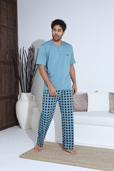 BEYAZTOPTAN Якісний та зручний піжамний комплект з коротким рукавом та застібкою спереду