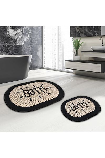 miqna 2-tlg. rutschfeste Badteppich Set, waschbar (60x100 & 50x60 cm)