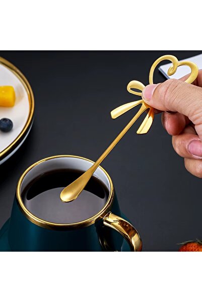 NEVASES Kalp Şeklinde Mini Kahve Kaşığı Çay Tatlı Asılı Kaşık Altın Gümüş Kaşık Paslanmaz Çelik Sofra Takımı