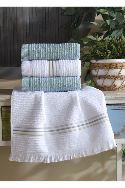 Dantela KOD-8082 50x90 Jacquard and Embroidered Cotton Towel - Set of 4