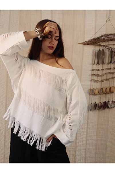 Su Koleksiyon Koza Hand Woven Ripped Cotton Blouse